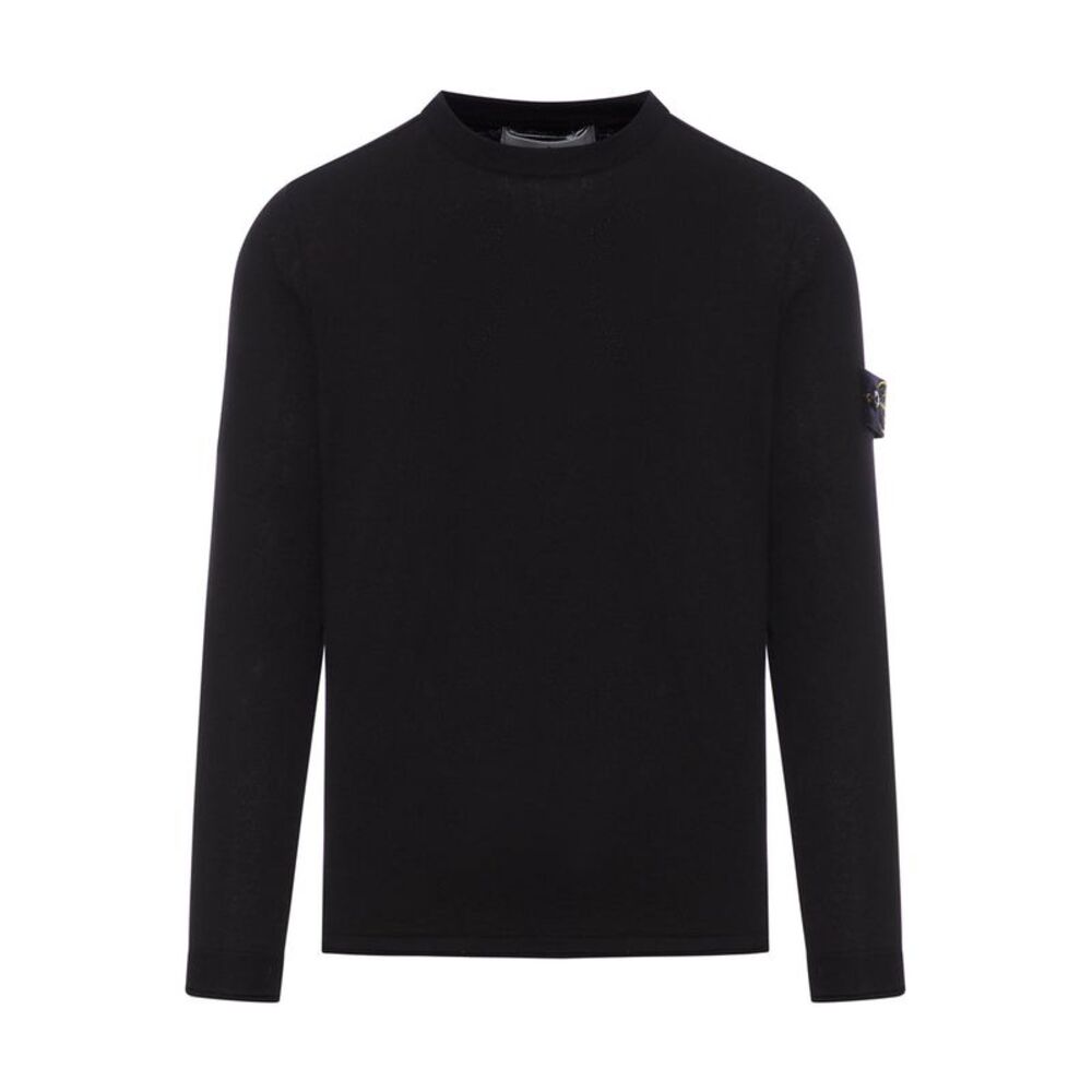 Stone Island Men Crew Neck Wool Sweater With Badge
